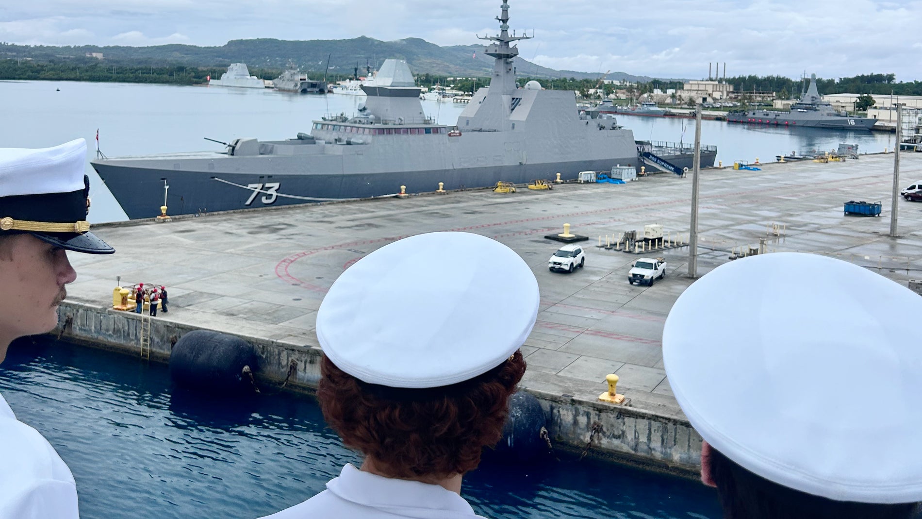 Cadets on deck as TS Golden Bear arrives in Guam