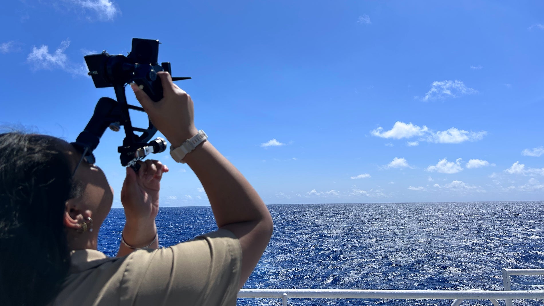 A cadet works on celestial navigation