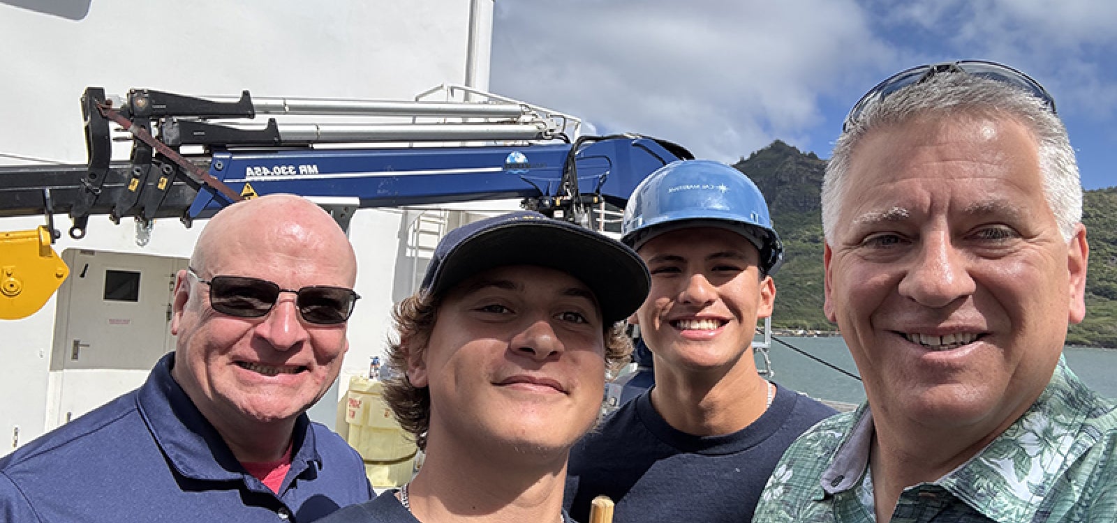 We were greeted in port by President Dumont and Cal Poly President Jeff Armstrong. Photo courtesy of Cadet Reef Le Roux. 