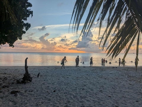 Several cadets enjoy a beach in Saipan