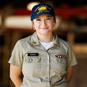 A headshot of Cadet Gia Espejo in uniform.