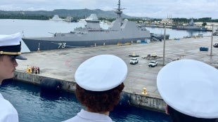 Cadets on deck as TS Golden Bear arrives in Guam