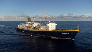 The Training Ship Golden Bear at sea.