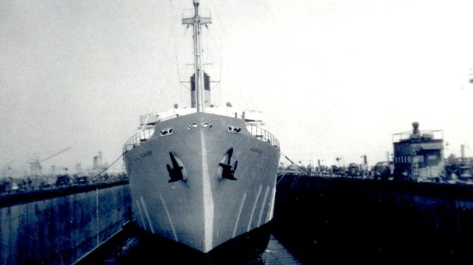 Front of vintage ship