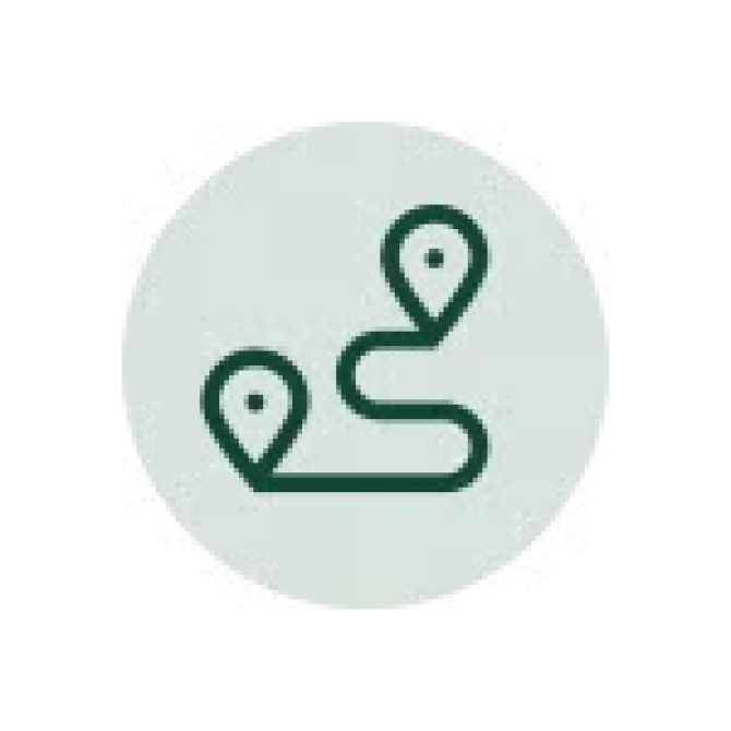 A direction icon showing one point to another.