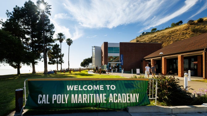 The main Cal Poly Maritime Academy sign on the Solano Campus.
